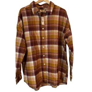 UpWest Women’s Oversized Plaid Flannel Shirt Size Large NWT‎